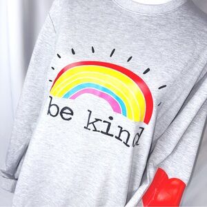 Gray 'Be Kind' Kids Shirt with Rainbow Design